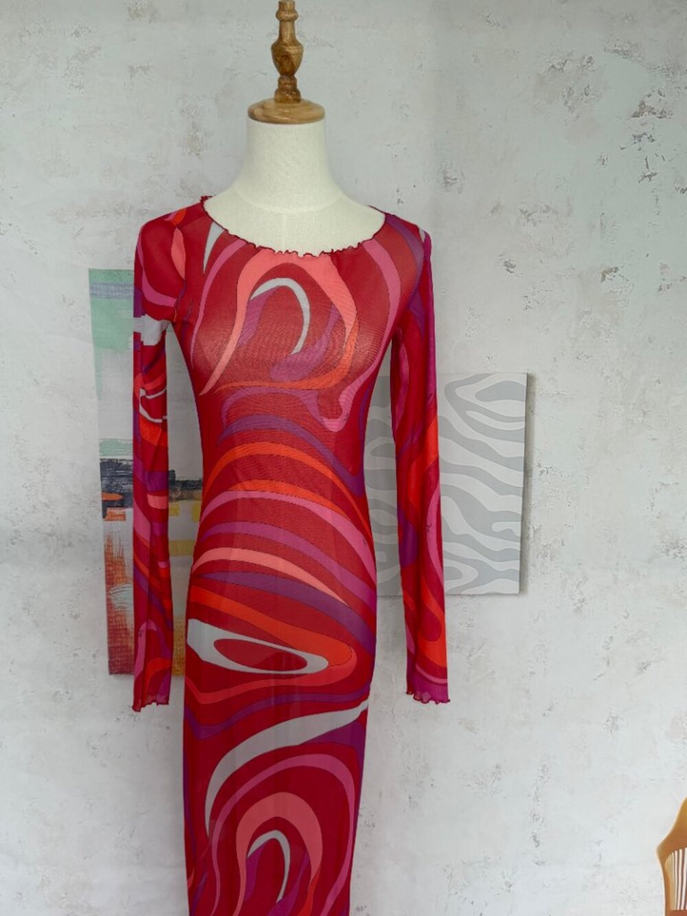NWOT ！Pucci Marmo semi-sheer maxi dress - Picture 5 of 9
